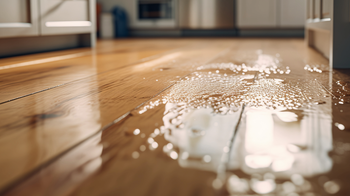 plumbing leak with water all over the floor